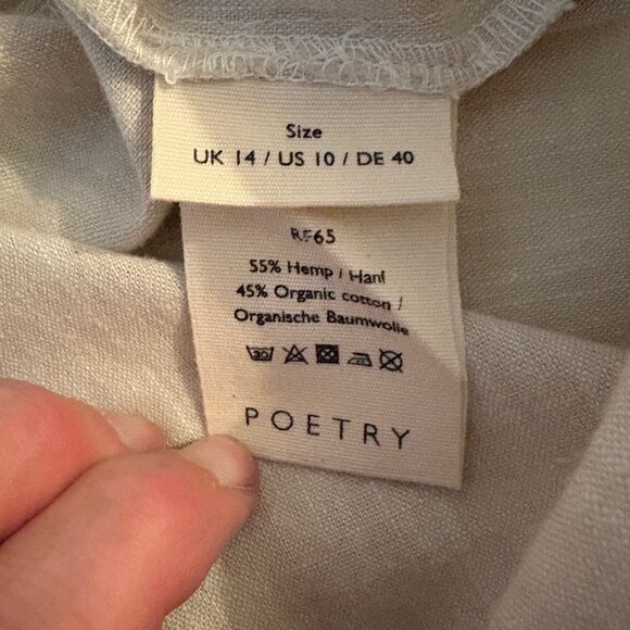 NWOT Poetry button down blouse in hemp & organic cotton in natural - Picture 7 of 7